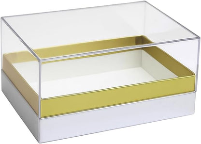Transparent Acrylic Rectangular Box 18x13.5x10cm White for Storage and Display