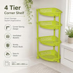 72 Pieces 4 Tier Corner Shelves (Plastic Corner Storage Rack with Ventilated Baskets – Space Saving Organizer for Kitchen – Bathroom and Home – 380 x 280 x 800 mm – Green)