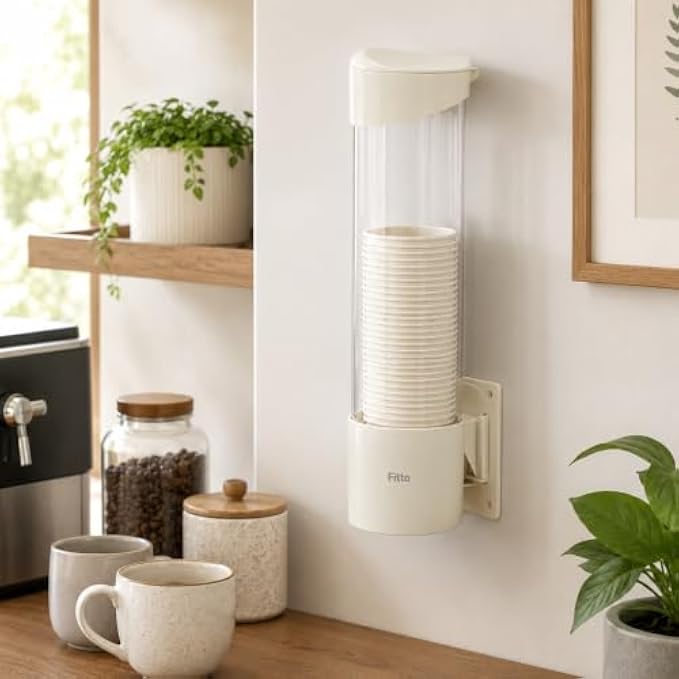 72 Pieces Wall Mounted Paper Cup Dispensers (Transparent Tube Cup Holder with Easy Cup Access for Kitchen – Pantry – Office and Cafe Use)