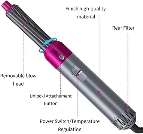 60 Pieces Air Brushes (Hair Dryer Brush – 5 in 1 Anion Hair Styler Set – Interchangeable Heads – Professional Hairdressing Tools – for All Hairstyles – Blow Drying – Volumizing – Straightening – Curling)