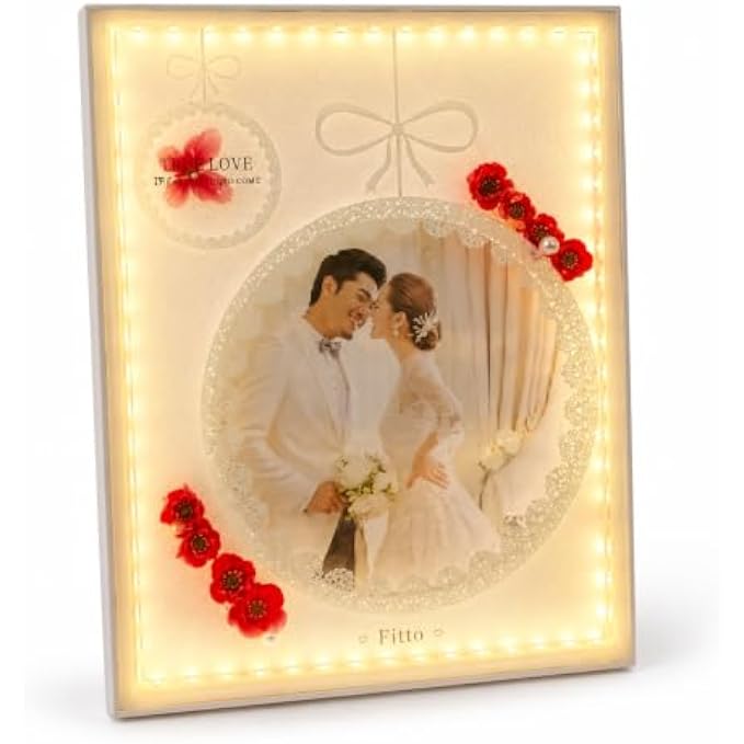 72 Pieces LED Photo Frames with Warm Ambient Lights (Decorative Tabletop Picture Frame for Wedding – Anniversary and Home Display – White)