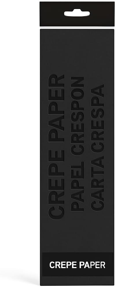Crepe Paper 200cm x 50cm Black for Crafts, Decorations, and DIY Projects