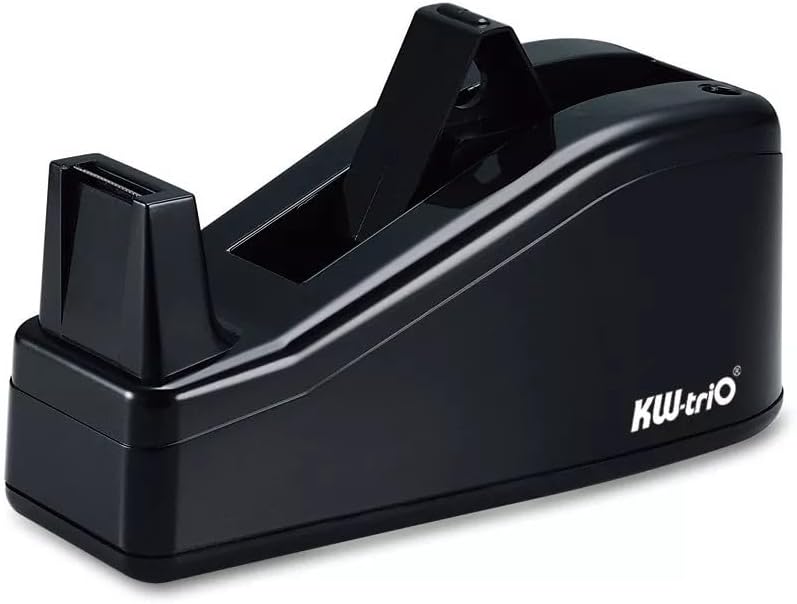 Black Tape Dispenser - Heavy Duty Desk Tape Dispenser with Non-Slip Base, Easy-to-Load Design, for Office, Home, and School Use