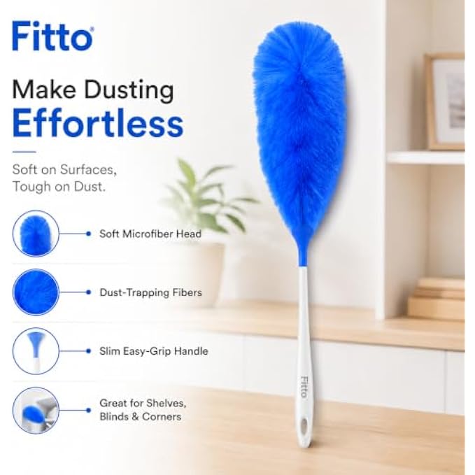 120 Pieces Microfiber Dusters with Easy-Grip Handle (Soft Dust-Trapping Fibers for Shelves – Blinds – Corners and Home Cleaning)
