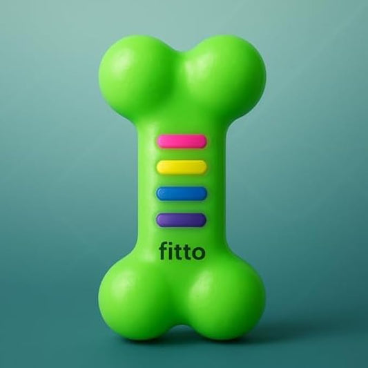 Dog Bone Toy - Green 14x7 cm Rubber Chew Toy for Dogs & Puppies, Durable Interactive Fetch & Chew Toy, Non-Toxic Dental Care