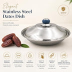 96 Pieces Stainless Steel Dates Dishes with Lid (Round Serving Bowl for Dates – Dry Fruits – Sweets and Snacks – Silver)