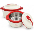 96 Pieces Stainless Steel Insulated Casseroles (1500 ML with Lid – Hot Pot Food Warmer – Easy-Grip Handles – Red and Cream)