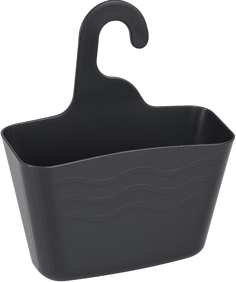 Plastic Hanging Shower Basket, Black - Durable, Space-Saving Shower Organizer with Easy Installation for Bathroom Storage