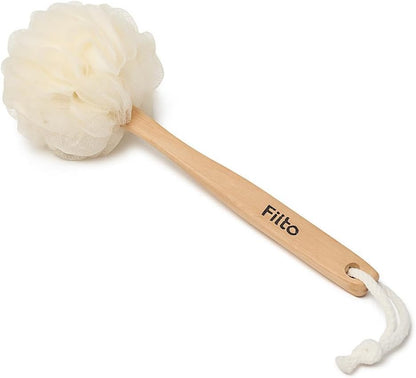 Shower Loofah Body & Back Scrubber - Exfoliating Luffa Bath Brush on a Stick