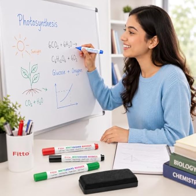 120 Pieces Whiteboard Marker Sets with Duster (4 Low-Odor Bullet Tip Dry Erase Markers in Blue – Red – Black and Green for Office – Home and Classroom)