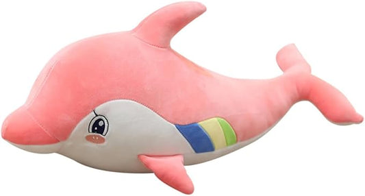 Fitto Dolphin Plush Toy - 45cm Pink Soft Cuddly Stuffed Animal - Adorable Gift for Kids, Toddlers & Adults - Perfect for Cuddling, Sleeping, & Room Decoration - Durable & High-Quality Plush Toy