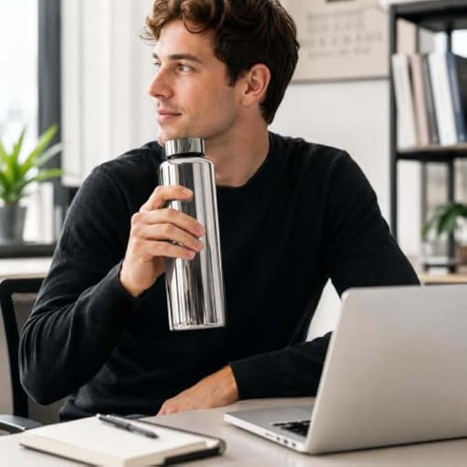 72 Pieces 750ml Stainless Steel Water Bottles with Leakproof Screw Cap (Reusable Portable Drinking Bottle for Home Office Travel and Gym – Silver)