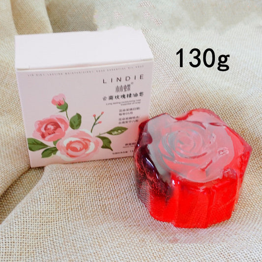 Luxurious rose-shaped red bar soap in eco-friendly packaging
