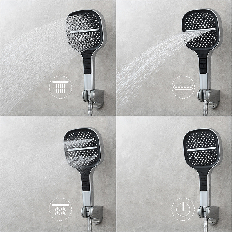 Eco-Friendly Water-Saving Showerhead - Black & Silver Square Design