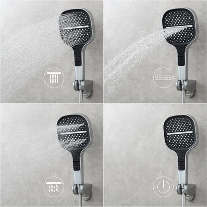 Eco-Friendly Water-Saving Showerhead - Black & Silver Square Design