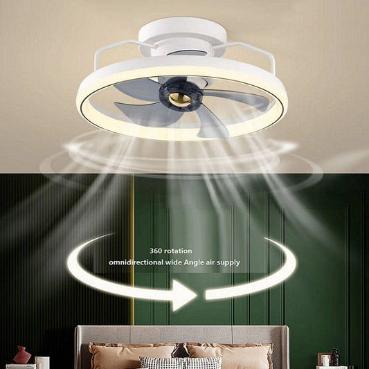 Energy-Efficient Ceiling Fan with LED Light in White Circular Design