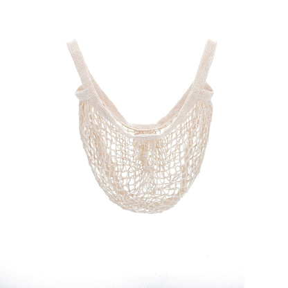 Eco-Friendly Reusable Mesh Shopping Bag - Natural Beige Cotton