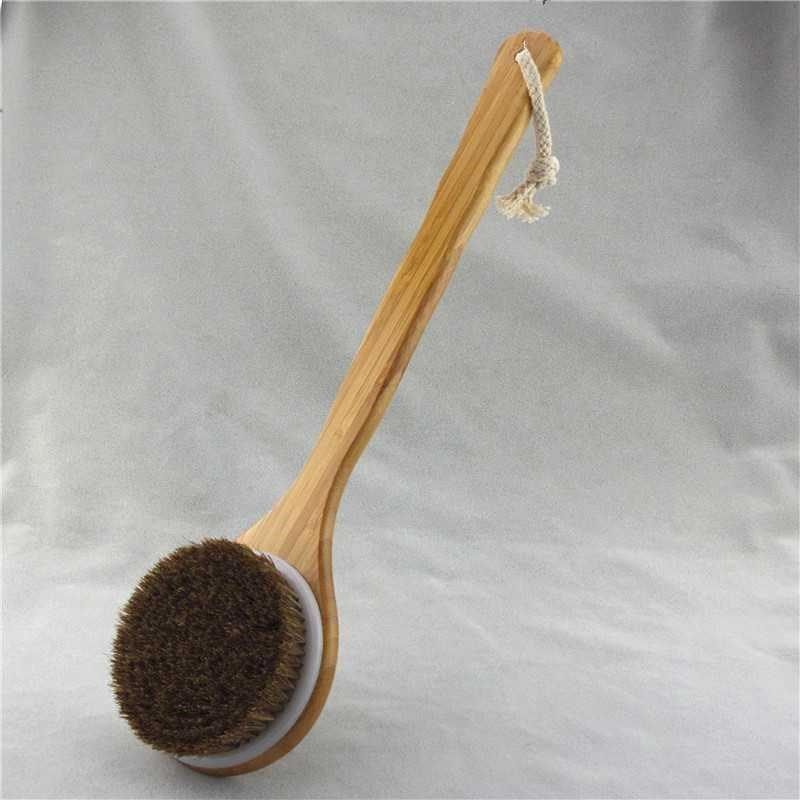 Eco-Friendly Long-Handled Bath Brush with Natural Bristles