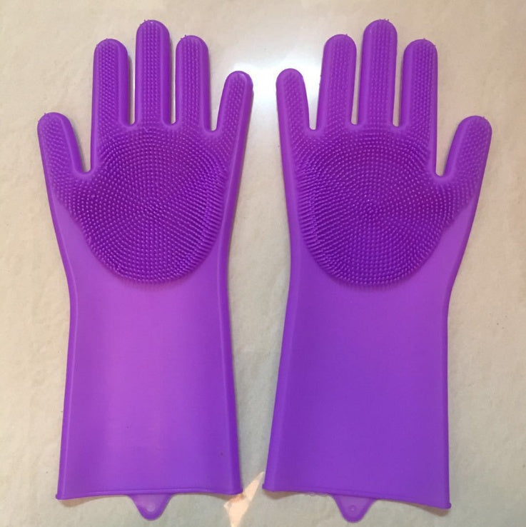 Eco-Friendly Silicone Cleaning Gloves with Scrubbing Bristles