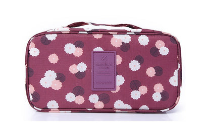 Eco-Friendly Travel Underwear Organizer Bag - Blue Floral Pattern