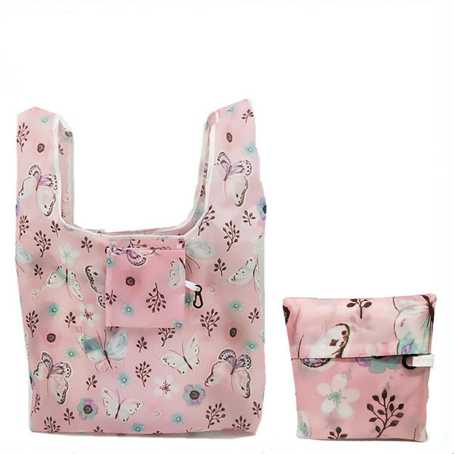 Eco-Friendly Reusable Shopping Bag - Multicolored Floral Pattern