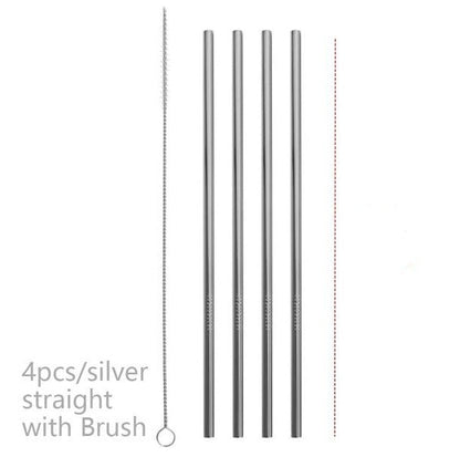 Eco-Friendly Reusable Metal Straws - Assorted Colors, Stainless Steel