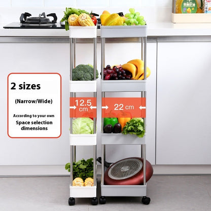 Space-Saving White Rolling Storage Cart with Durable Metal Frame