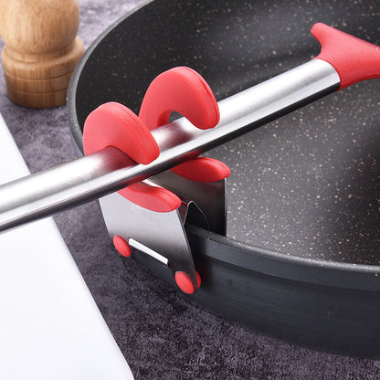Red and White Silicone Spoon Holder Clip for Mess-Free Cooking