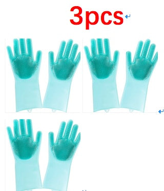 Eco-Friendly Silicone Cleaning Gloves with Scrubbing Bristles