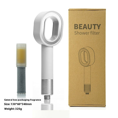 Water-Saving Silver Handheld Shower Head with Red Nozzle