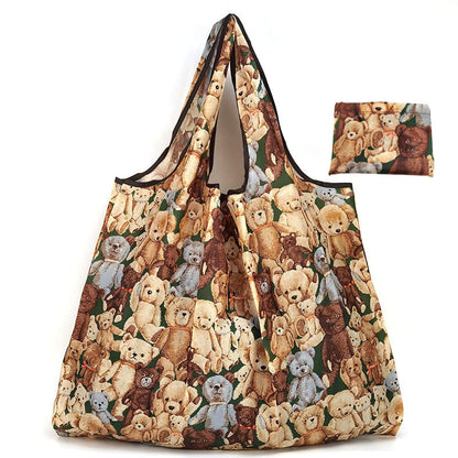 Eco-Friendly Reusable Shopping Bag with Teddy Bear Print