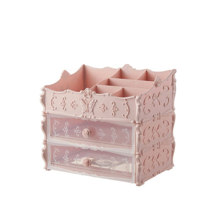 Pink Rectangular Cosmetic Organizer with Drawers for Clutter-Free Spaces