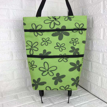 Eco-Friendly Convertible Shopping Bag with Wheels - Green Tote