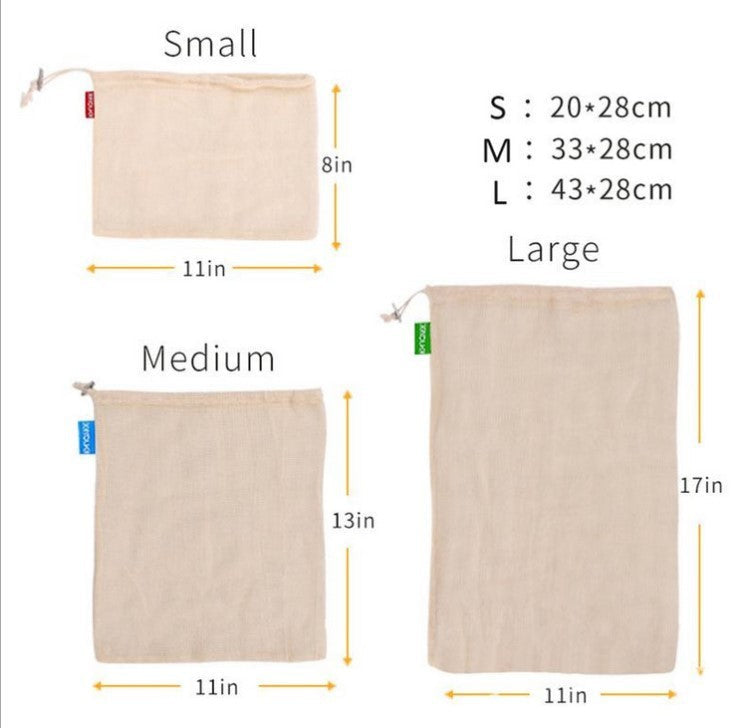Eco-Friendly Reusable Produce Bags - Natural Cotton, Zero-Waste Solution