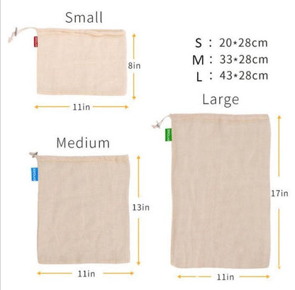 Eco-Friendly Reusable Produce Bags - Natural Cotton, Zero-Waste Solution