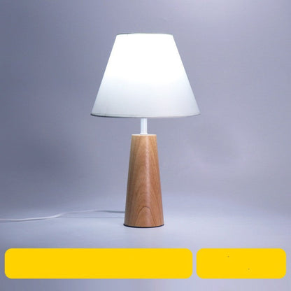 Eco-Friendly White Table Lamp with Natural Wood Base