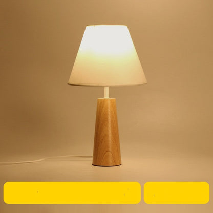 Eco-Friendly White Table Lamp with Natural Wood Base