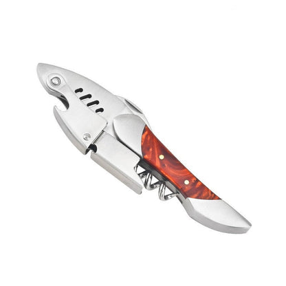 Eco-Friendly Fish-Shaped Corkscrew and Bottle Opener with Wooden Handle