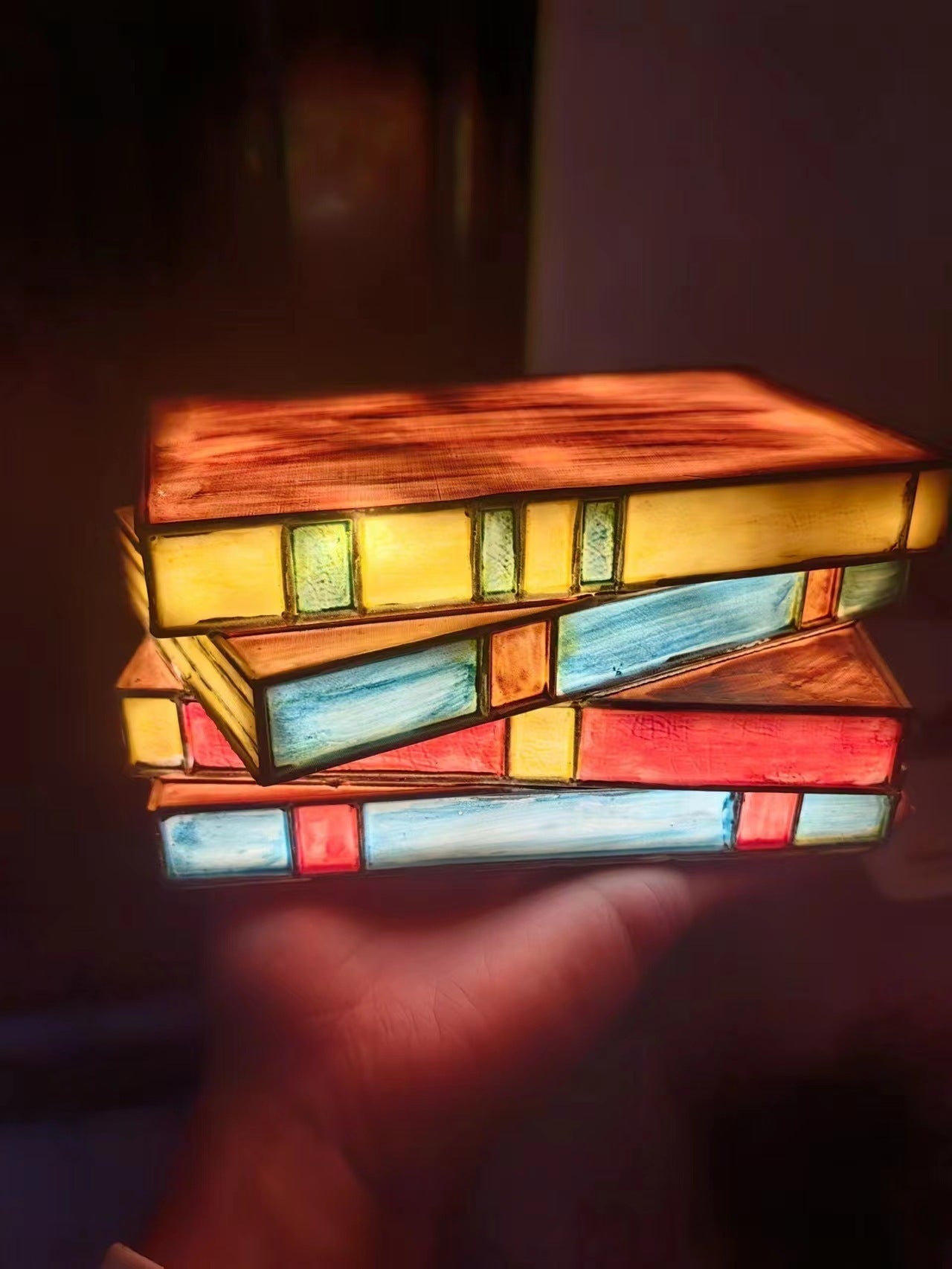 Multicolored Stained Glass Book Lamp - Artistic & Eco-Friendly Table Lighting