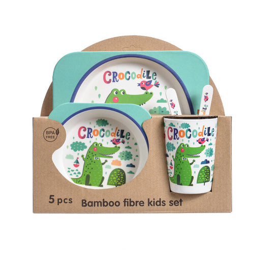Bamboo Fibre Kids Dinnerware Set with Crocodile Design