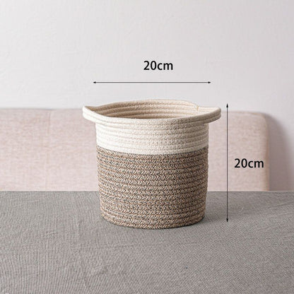 Eco-Friendly Cylindrical Storage Baskets Set - Beige & White