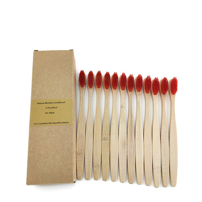 Eco-Friendly Bamboo Toothbrush 12-Pack with Biodegradable Handle