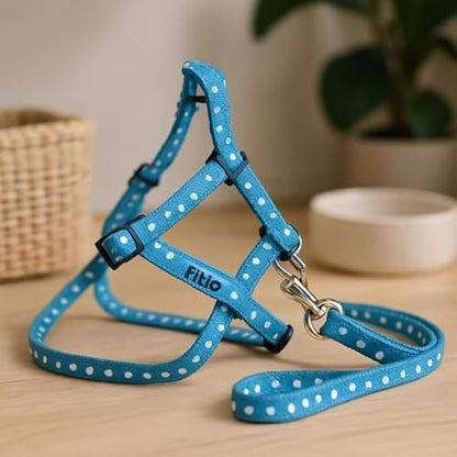 Pets Harness & Leash Set Blue 14x8 cm - Small Cat Dog Puppy Adjustable Harness with Leash