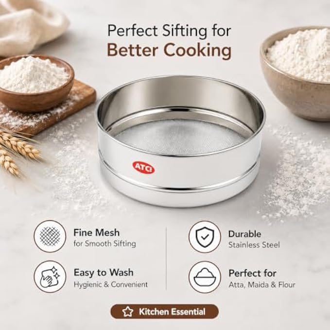 72 Pieces Stainless Steel Atta Strainers (Fine Mesh Flour Sieve for Wheat Flour – Powdered Sugar and Spices – Rust-Resistant – Silver)