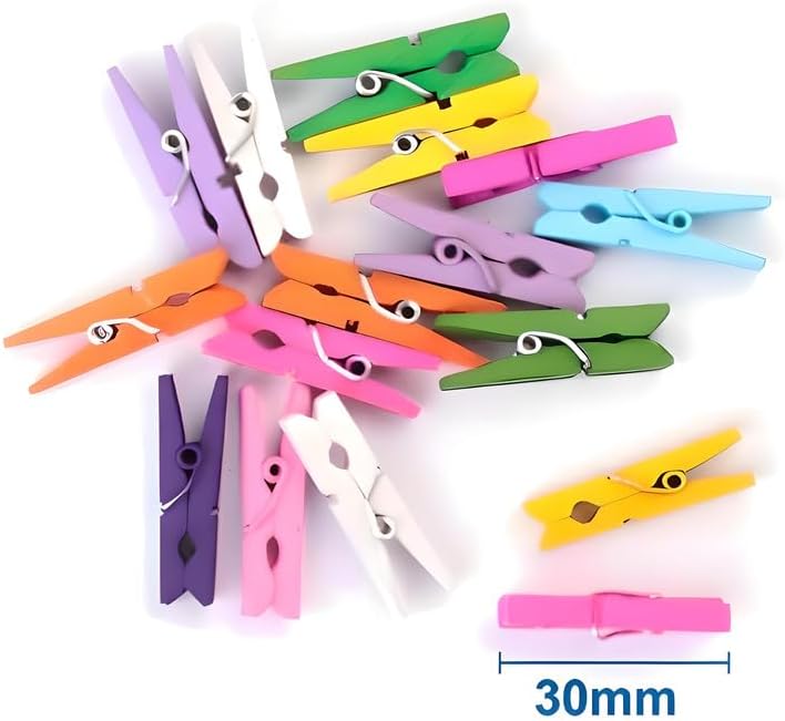 15 Pieces Cloth Pins with Spring 30mm Assorted Color