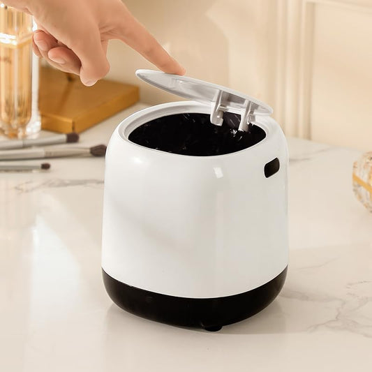 Compact Desktop Trash Can – White – ABS Material – 2.4L