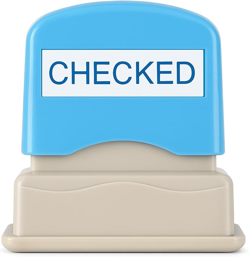 Checked Stamp 6.5cm Blue Cover Seal for Office and Notary