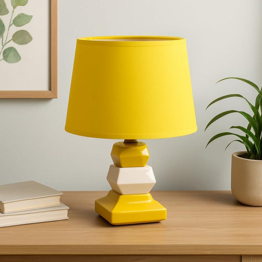 Yellow Ceramic Table Lamp for Home Decor, Bedside, Living Room, Office Lighting
