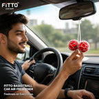 96 Pieces Basketball Car Air Fresheners (2-Piece Red Hanging Fragrance Balls with White Net Cord for Car Interior – SUV – Locker and Small Spaces)