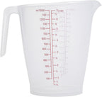 144 Pieces 1500ml Plastic Measuring Cups (Transparent Jug for Cooking & Baking – Easy-Read Red Markings – Non-Slip Handle – Slanted Spout – Stackable BPA-Free 7 Cup Measure for Accurate Liquid Measurements)